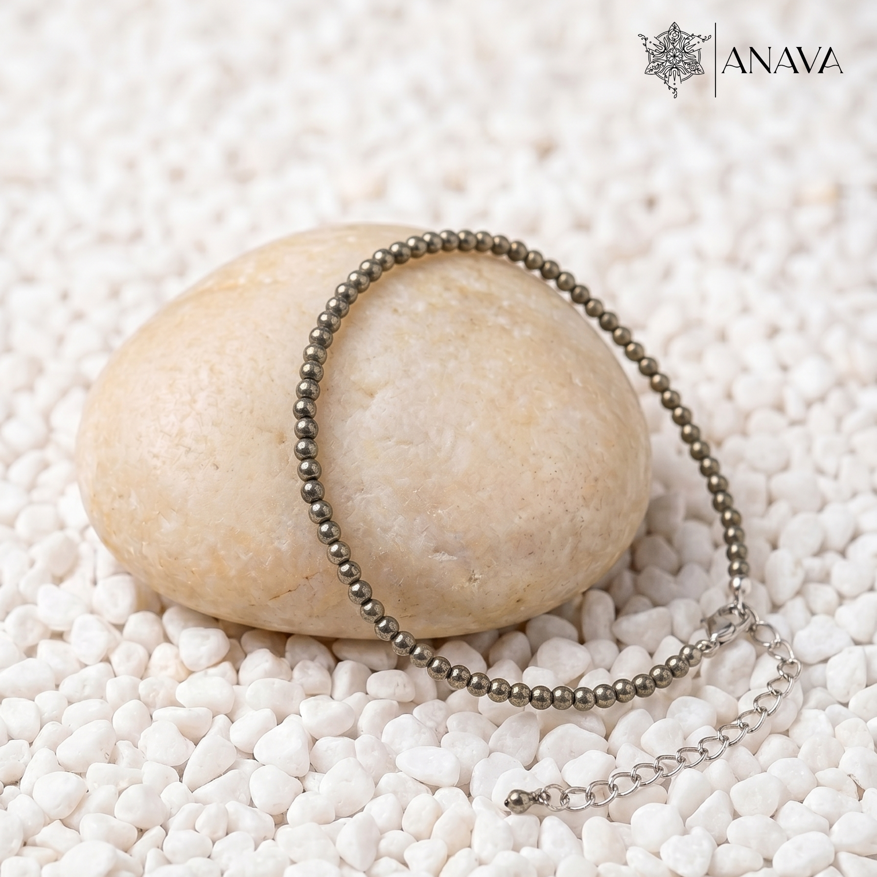 Pure Pyrite Faceted Anklet | Handcrafted Energy Jewellery | Lab Certified