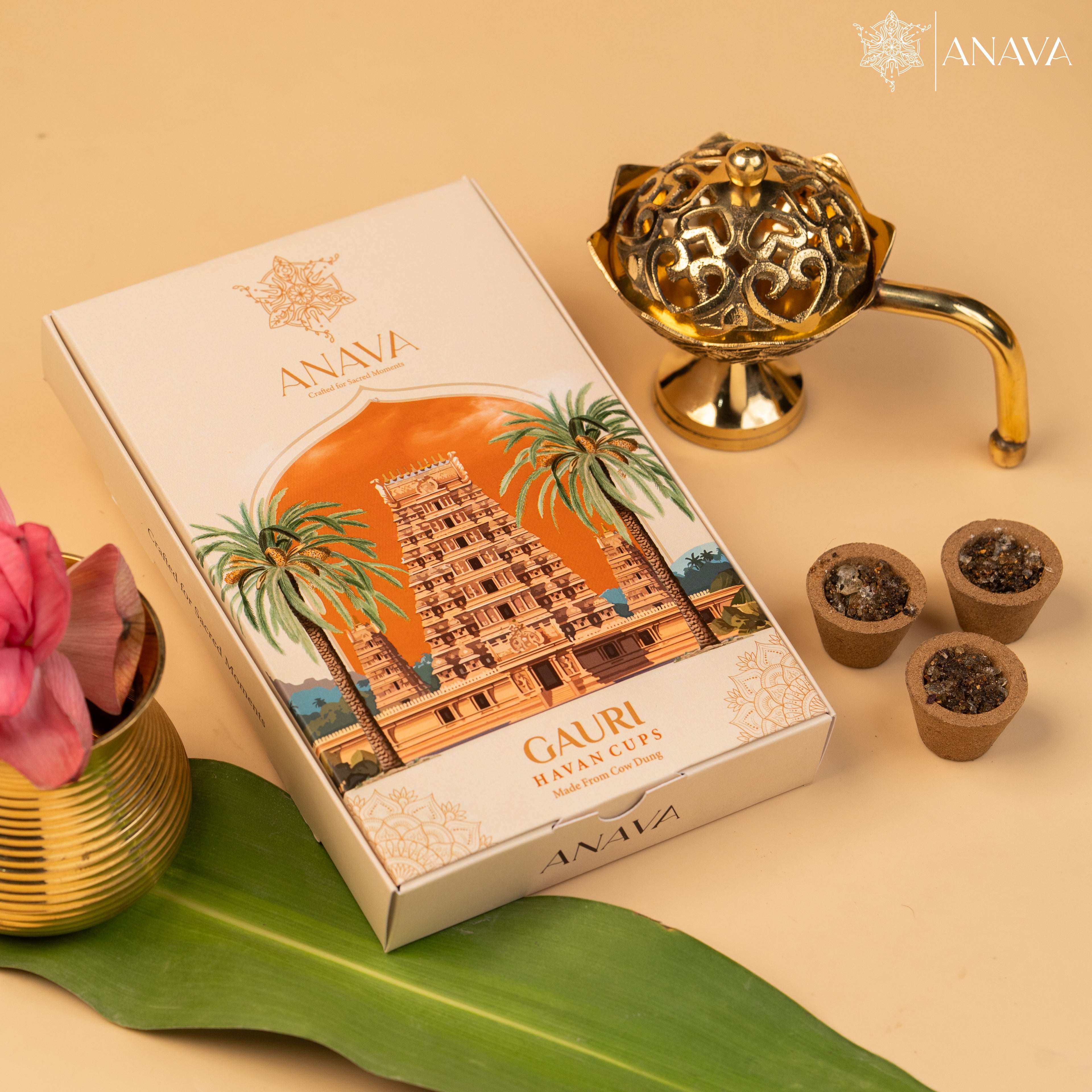 Harmony Havan Cups Set-Lotus Brass Dhuni for Purification & Wellness