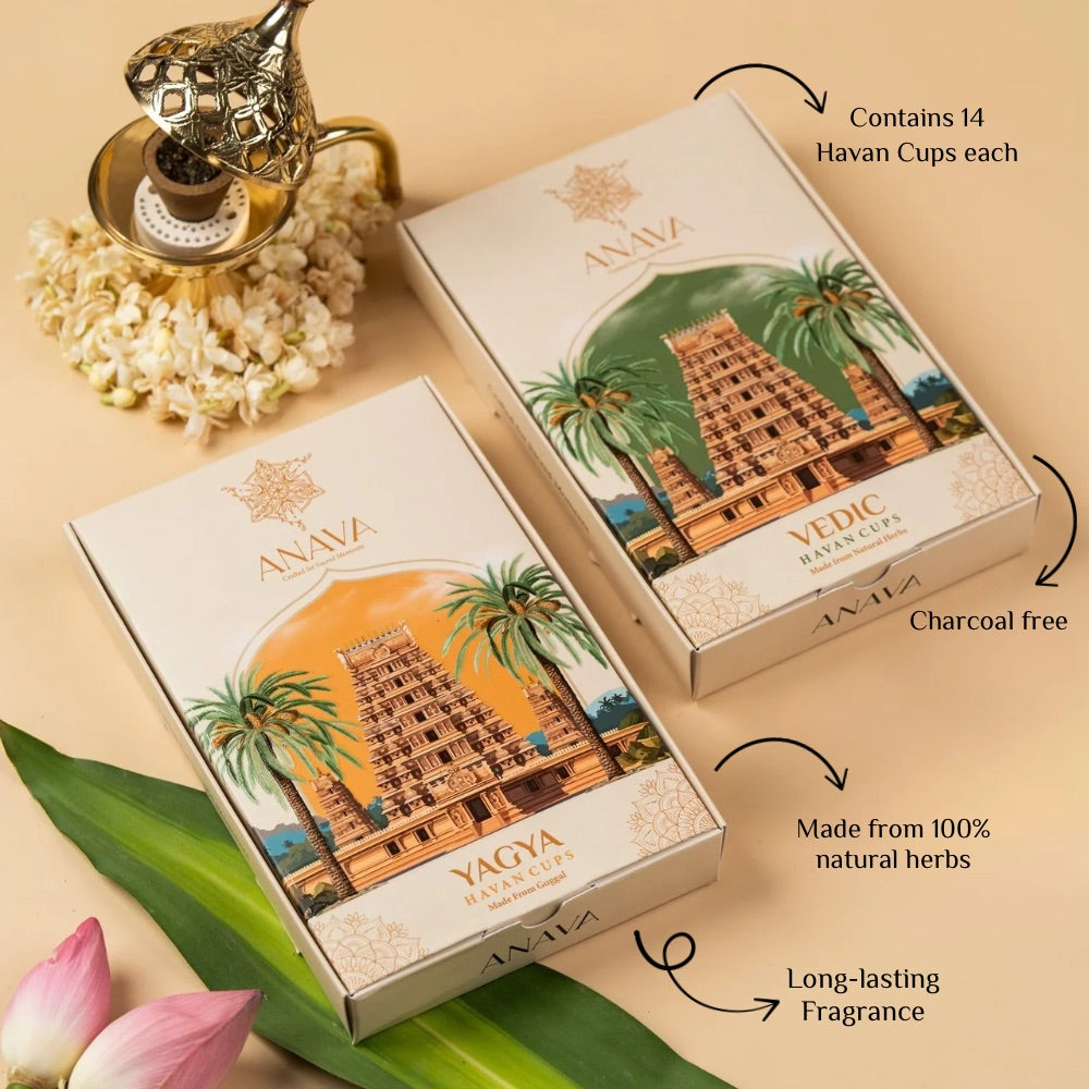 Spiritual Havan Cups Combo Pack-Guggal & Pure Herbal Essence