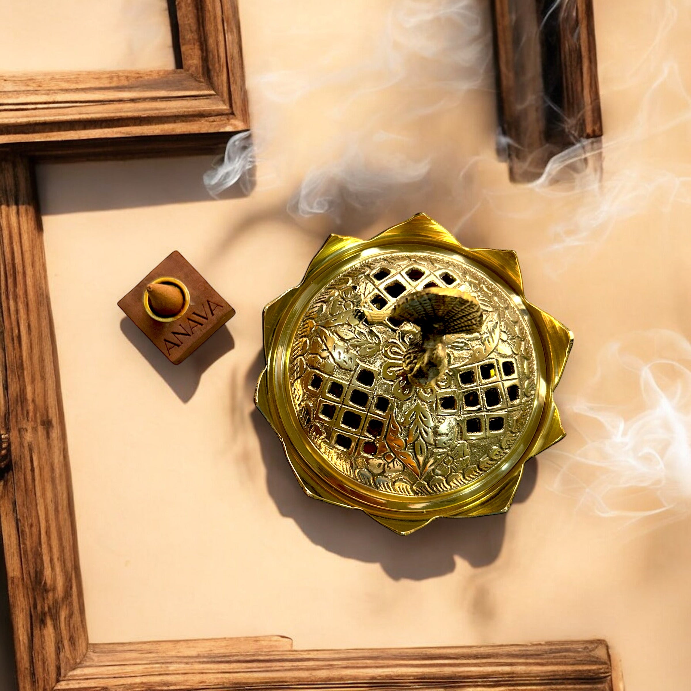 Sacred Lotus Brass Incense Burner - Elegant & Timeless