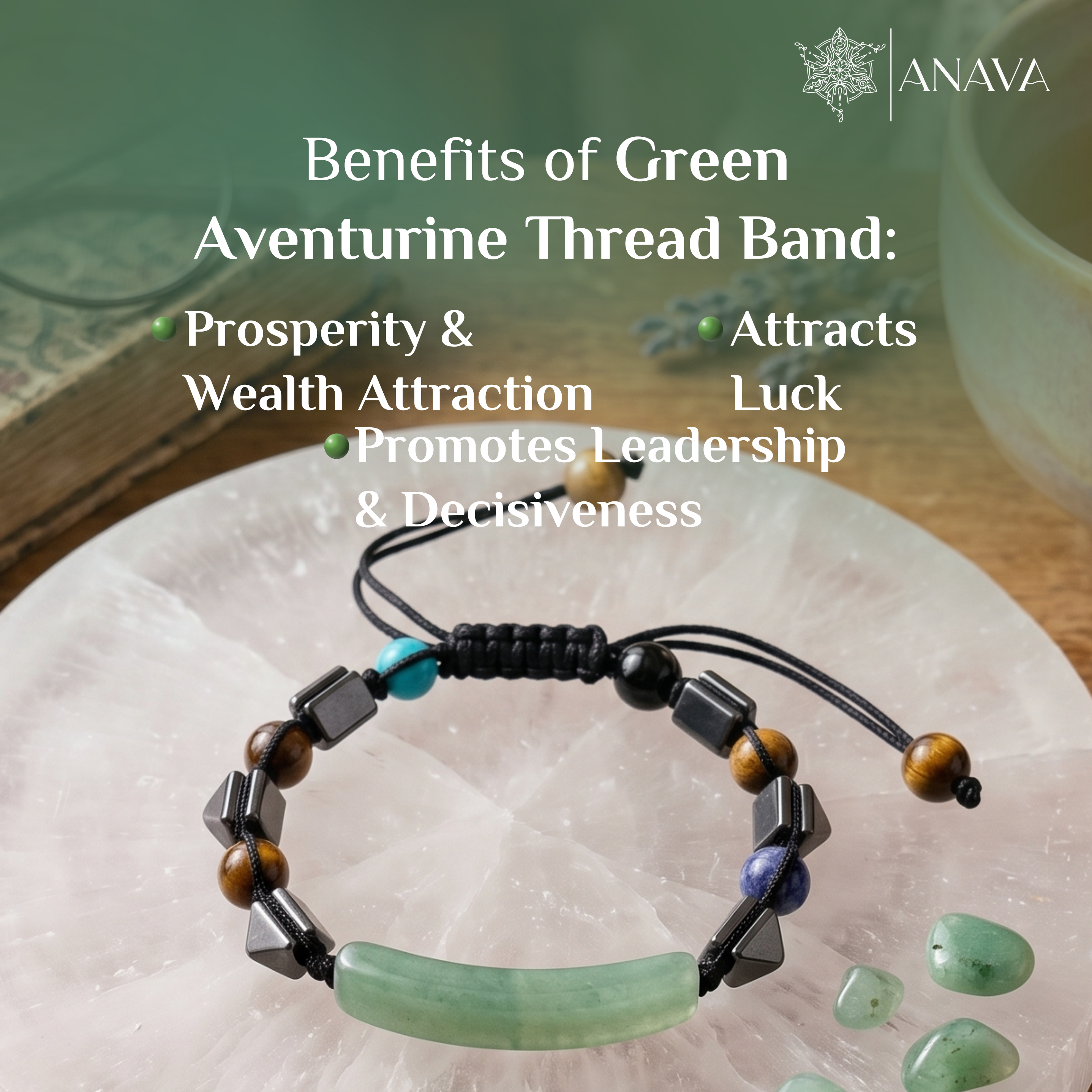 Verdant Aventurine Bar & Shield Band | Handcrafted with Hematite & Multi-Stone Accents | Lab Certified