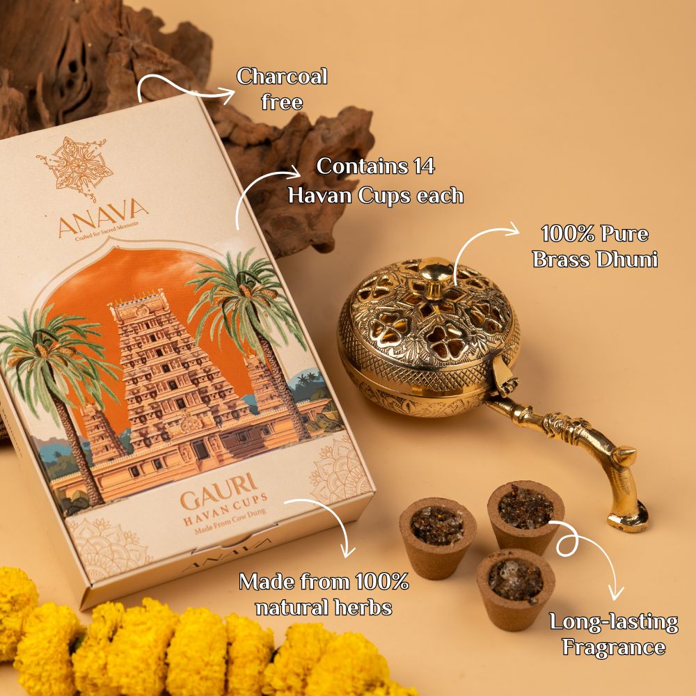 Divine Auras Havan Cups Set-Brass Burner for Aromatic Healing