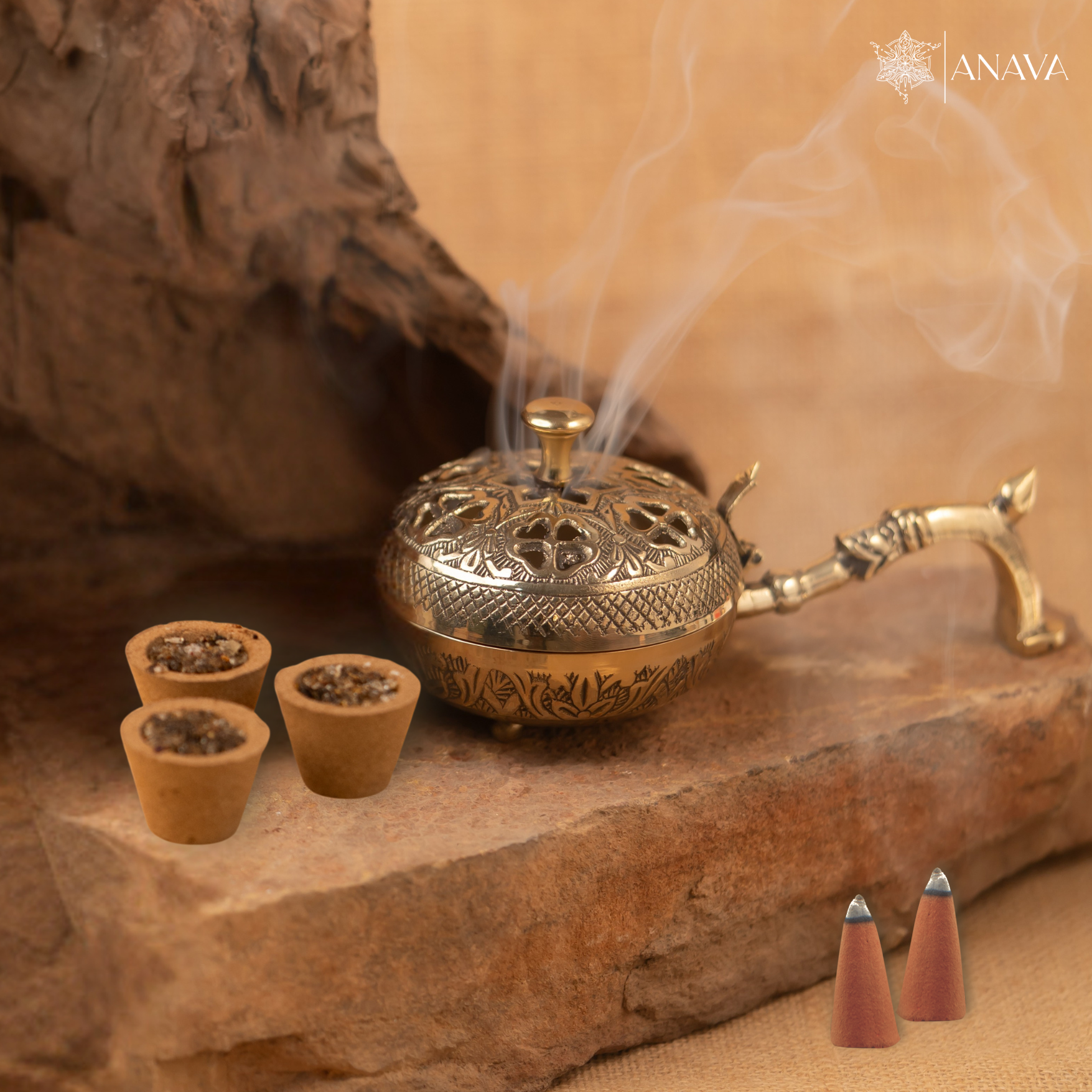 Exquisite Brass Handheld Dhoop Burner – Perfect for Puja & Rituals