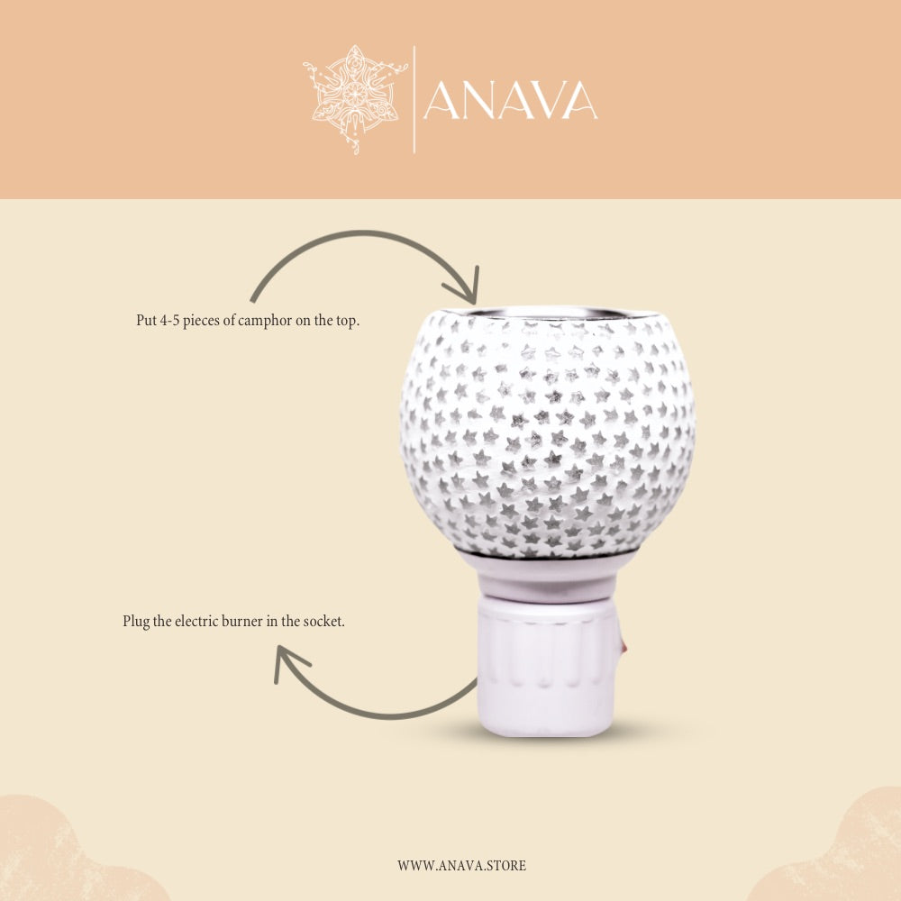 Divine Camphor Diffuser Set- Burner, Rose/Sandalwood