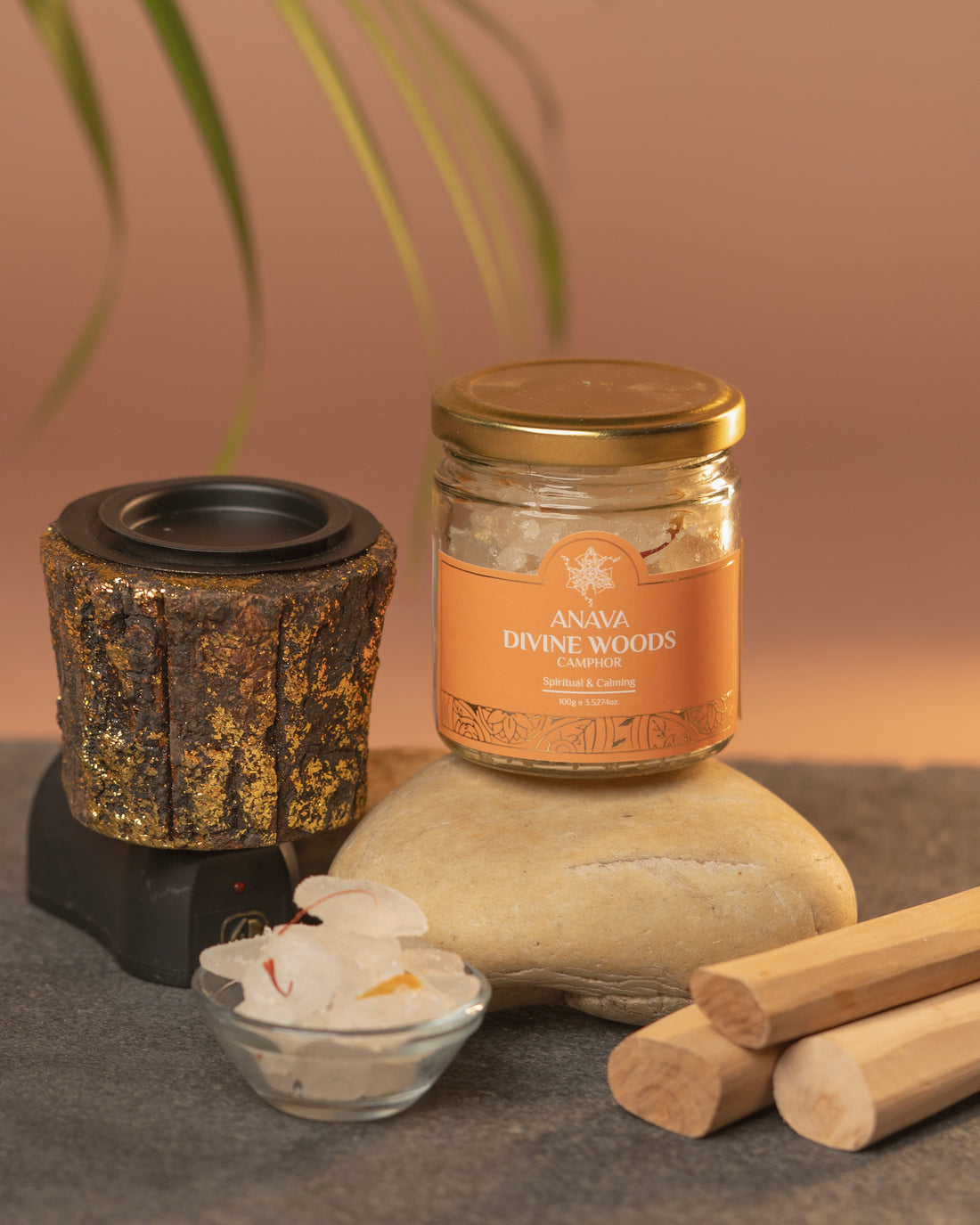 Divine Camphor Diffuser Set-  Electric Burner with Rose/ Camphor Blends-50gms