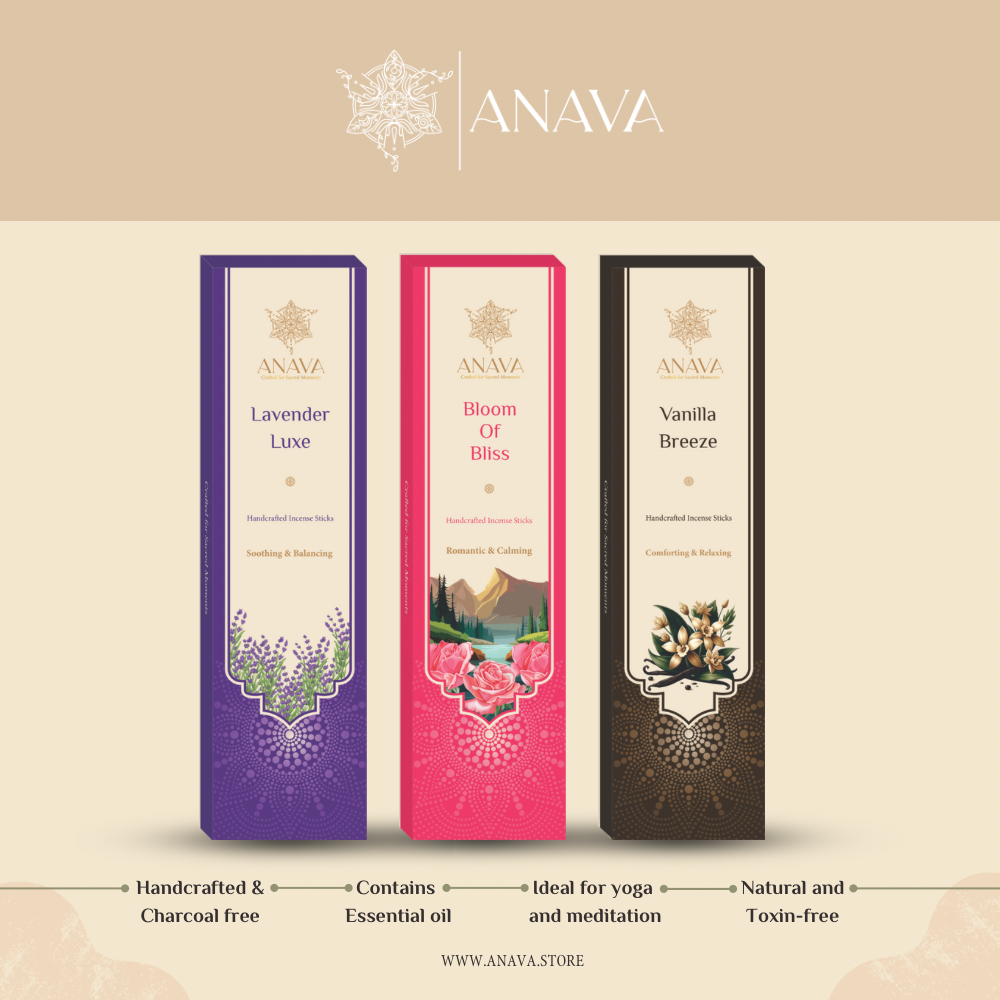 Nirvana Floral Incense Sticks Set- Rose, Vanilla, Lavender