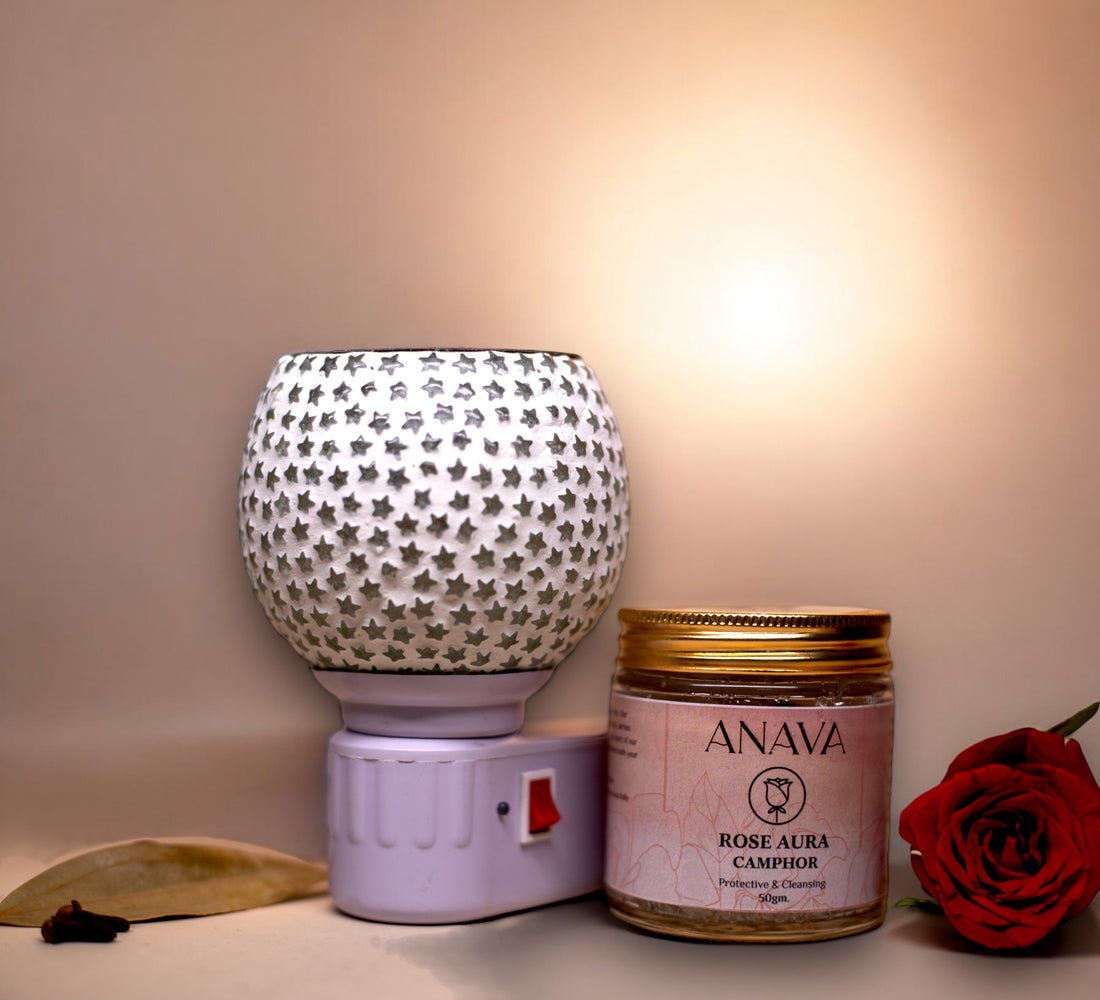 Divine Camphor Diffuser Set- Burner, Rose/Sandalwood