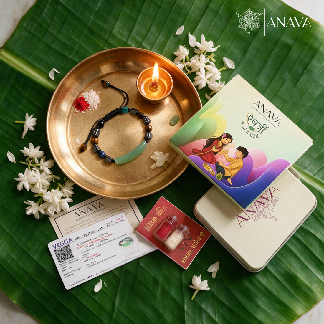 Green Aventurine Rakhi Thread Band | For Brother | Bhai