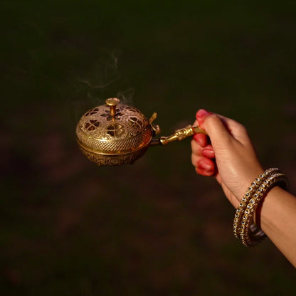 Exquisite Brass Handheld Dhoop Burner – Perfect for Puja &amp; Rituals