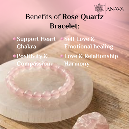 Rose Quartz Heart-Opener Bracelet | Magnetize Love &amp; Connection| Lab Certified