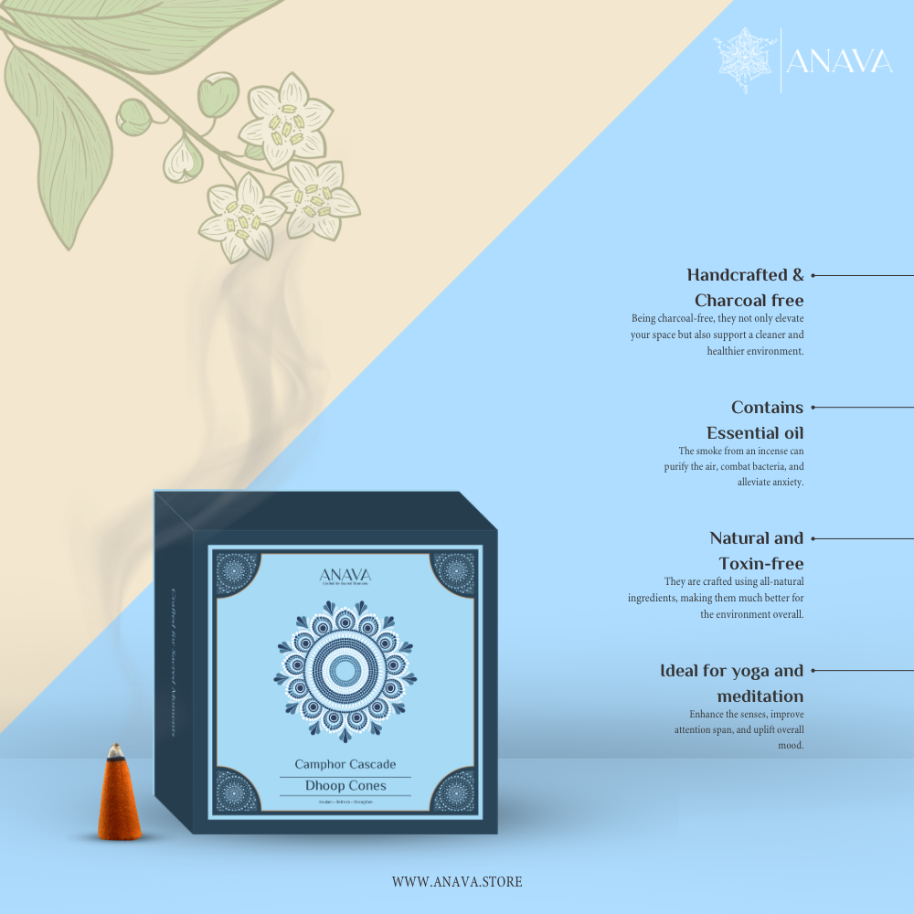 Camphor Cascade Dhoop Cones – Natural &amp; Long-Lasting Scent