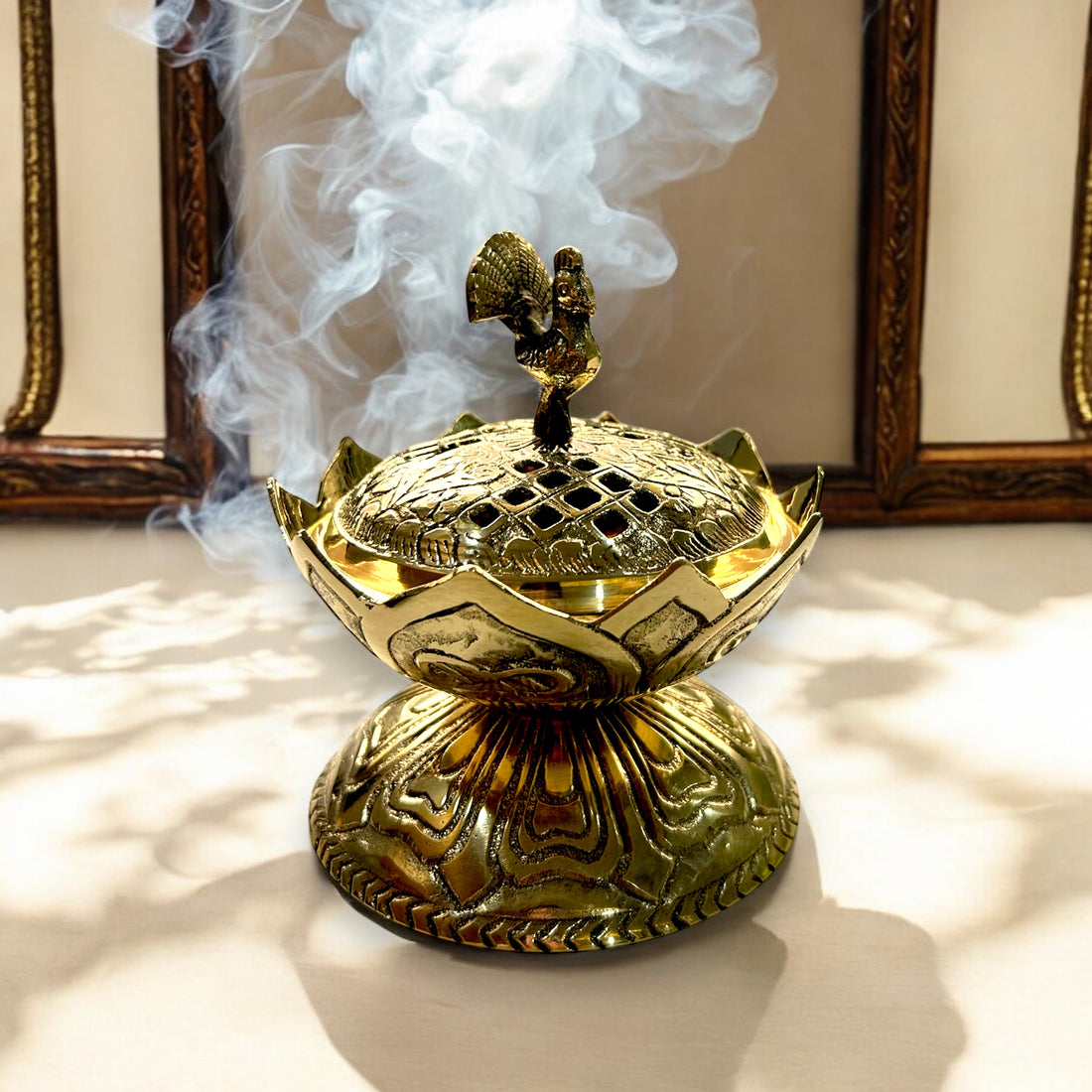 Sacred Lotus Brass Incense Burner - Elegant &amp; Timeless
