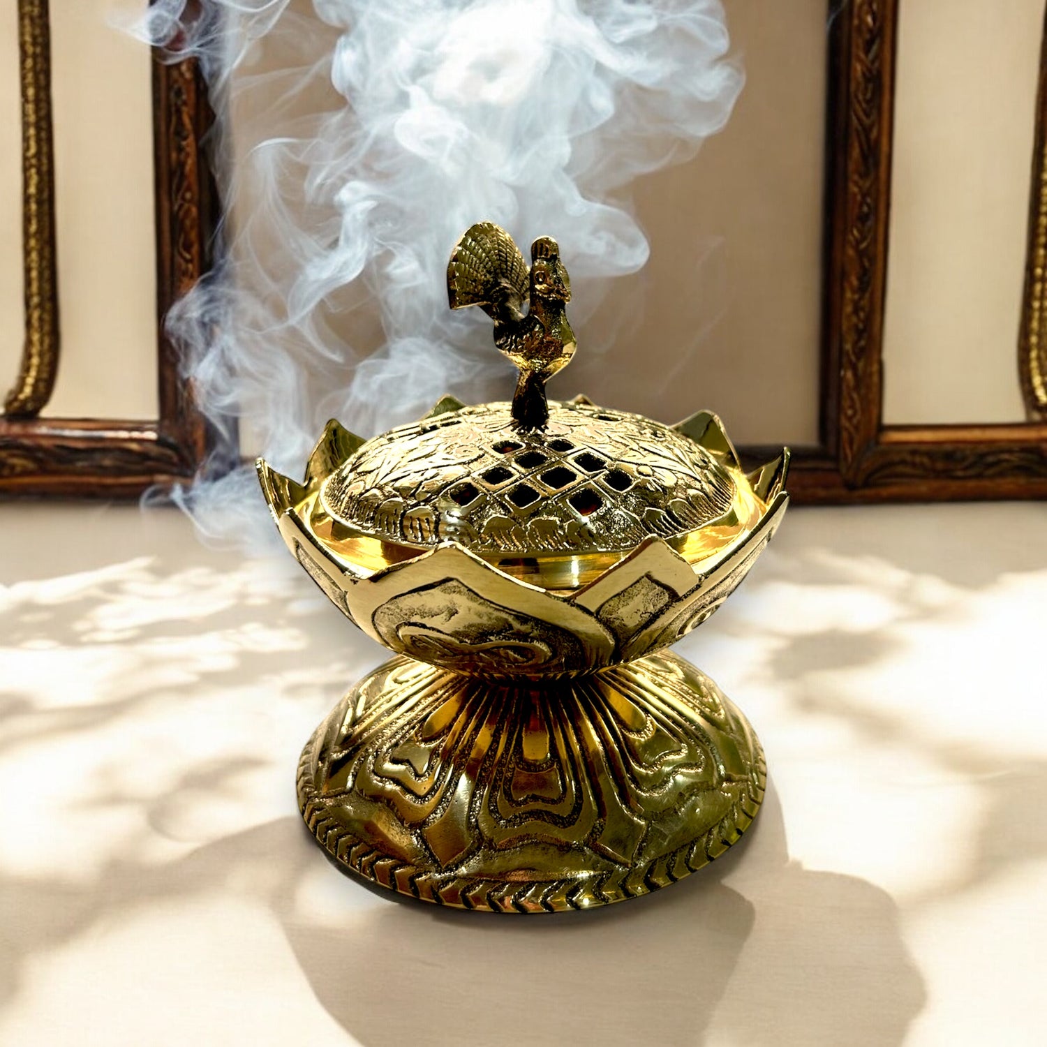 Sacred Lotus Brass Incense Burner - Elegant &amp; Timeless