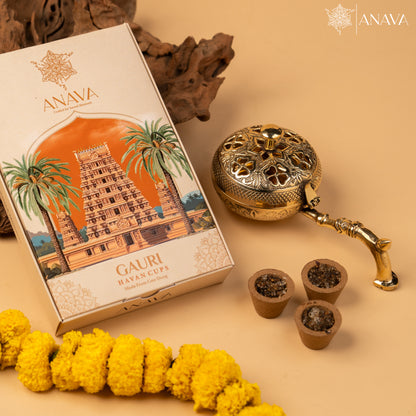 Divine Auras Havan Cups Set-Brass Burner for Aromatic Healing