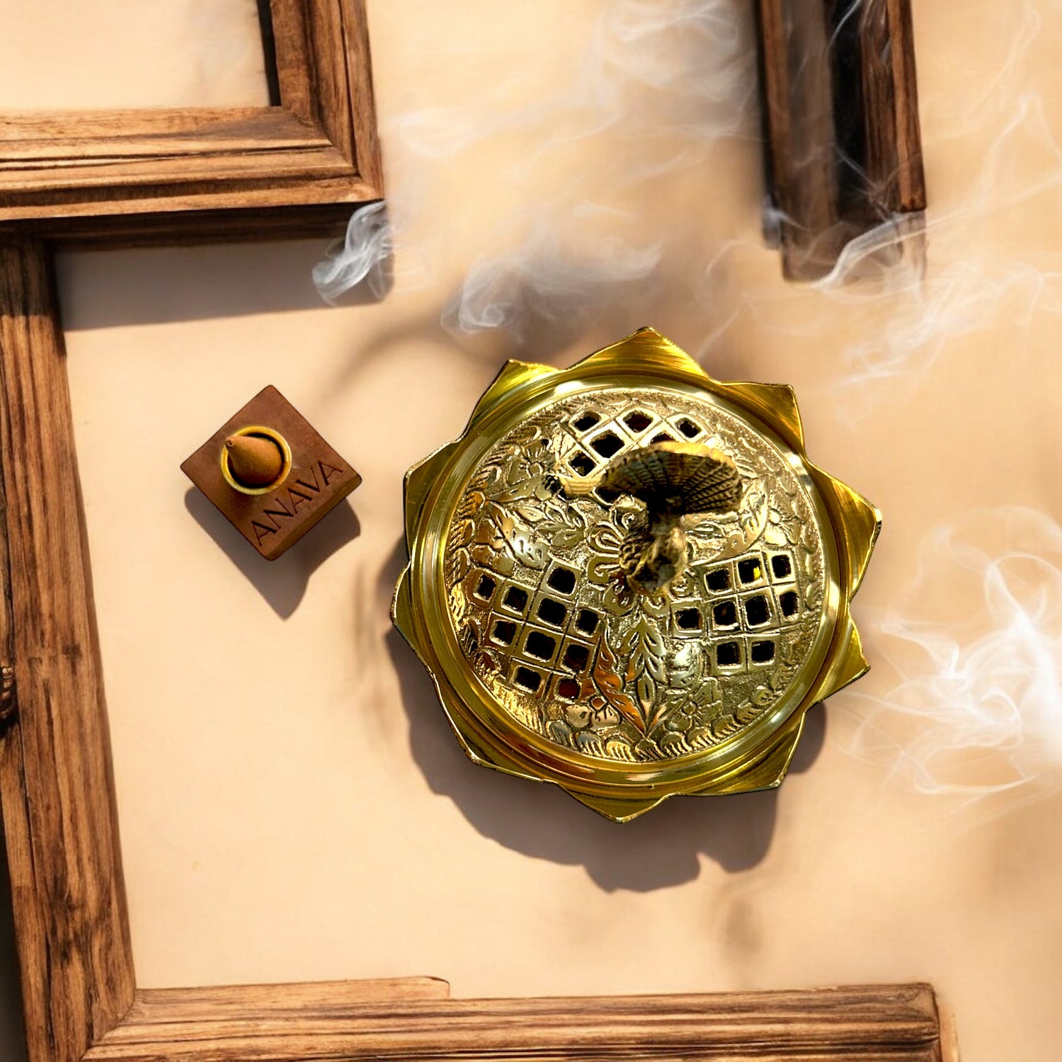 Sacred Lotus Brass Incense Burner - Elegant &amp; Timeless