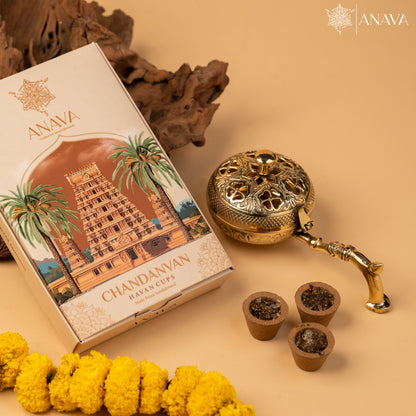 Divine Auras Havan Cups Set-Brass Burner for Aromatic Healing