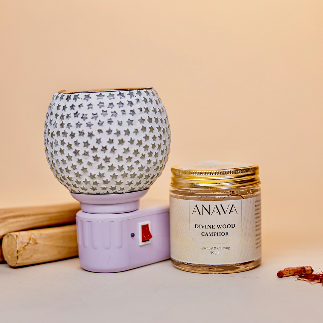 Divine Camphor Diffuser Set- Burner, Rose/Sandalwood