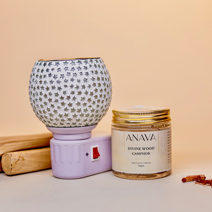 Divine Camphor Diffuser Set- Burner, Rose/Sandalwood