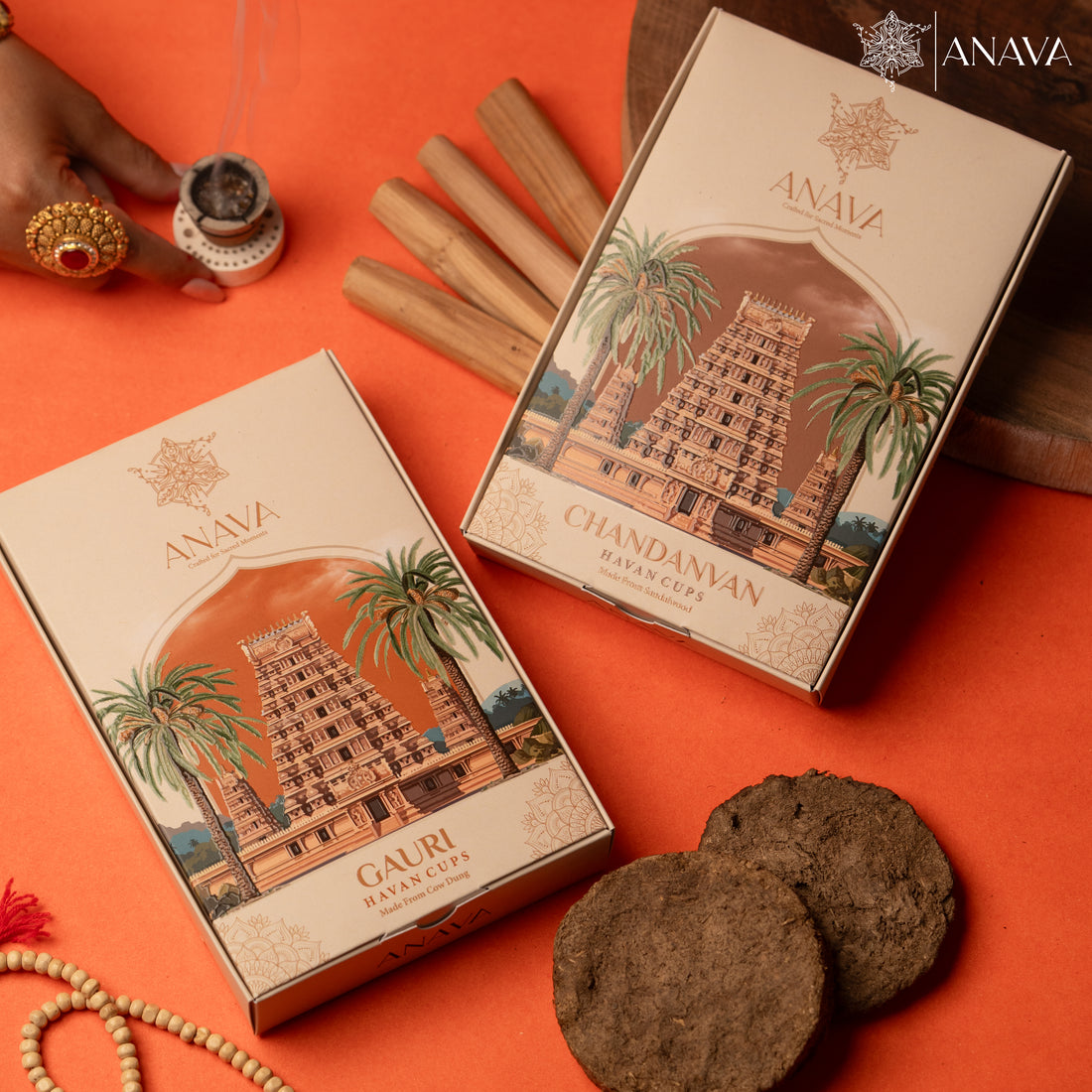 Sacred Havan Cups Combo Pack-blended Sandalwood &amp; Cow Dung