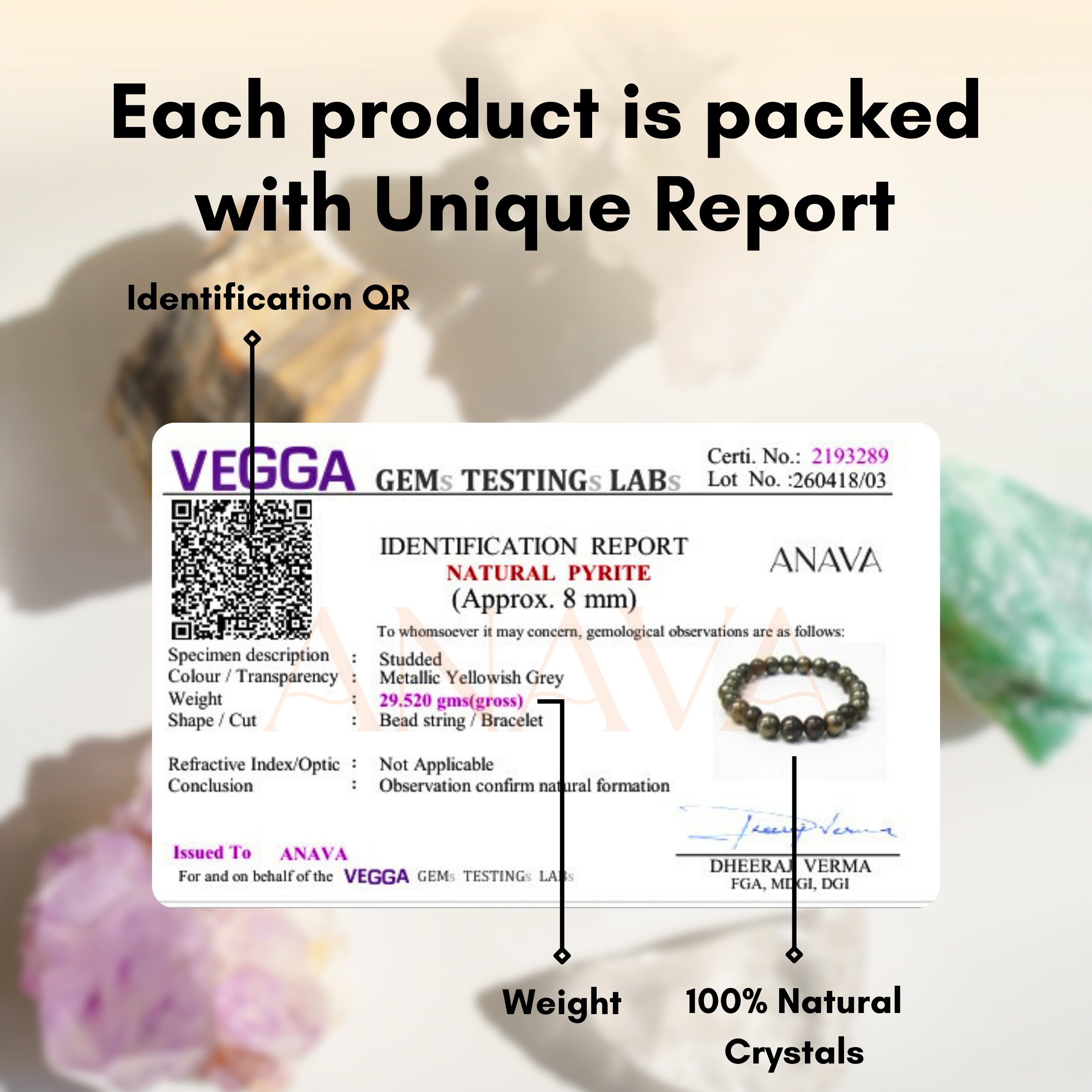 Pure Wealth Pyrite Bracelet | Attract Wealth(Money Magnet)| Lab Certified