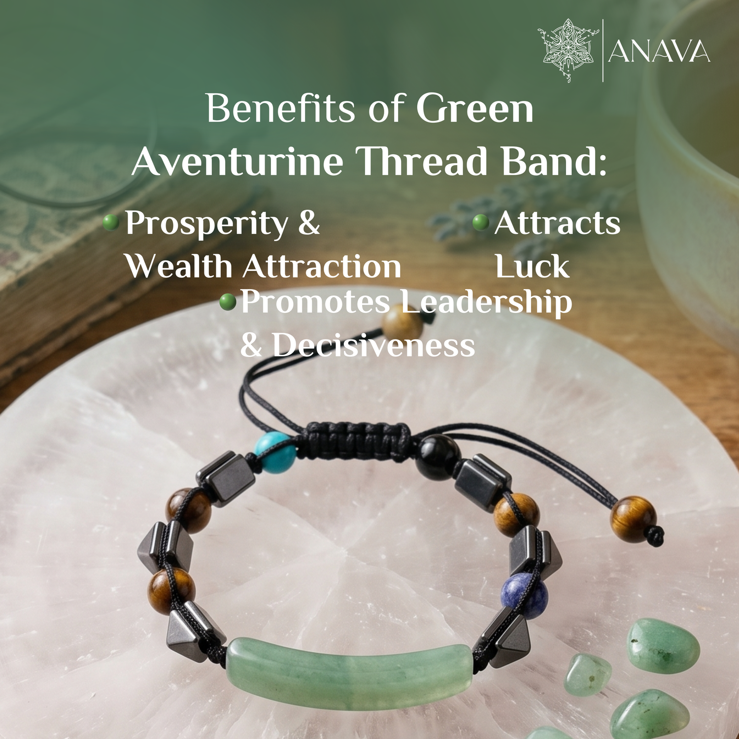 Verdant Aventurine Bar &amp; Shield Band | Handcrafted with Hematite &amp; Multi-Stone Accents | Lab Certified