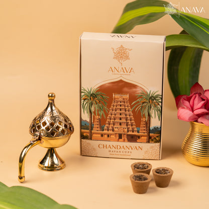 Handmade Havan Cups Set-Golden Brass Dhuni for Divine Worship