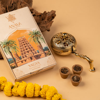 Divine Auras Havan Cups Set-Brass Burner for Aromatic Healing