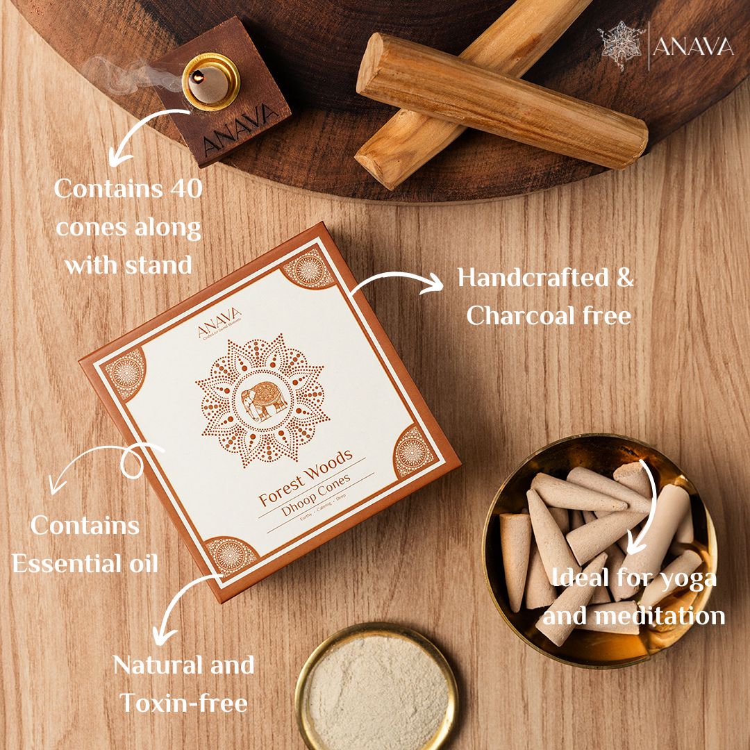 Forest Woods Dhoop Cones – Pack Contains 40 cones + 1 Free Stand