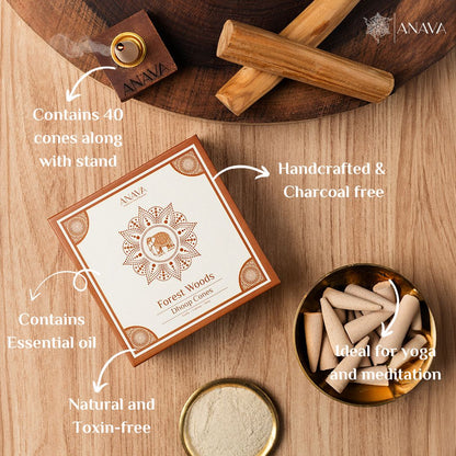 Forest Woods Dhoop Cones – Pack Contains 40 cones + 1 Free Stand