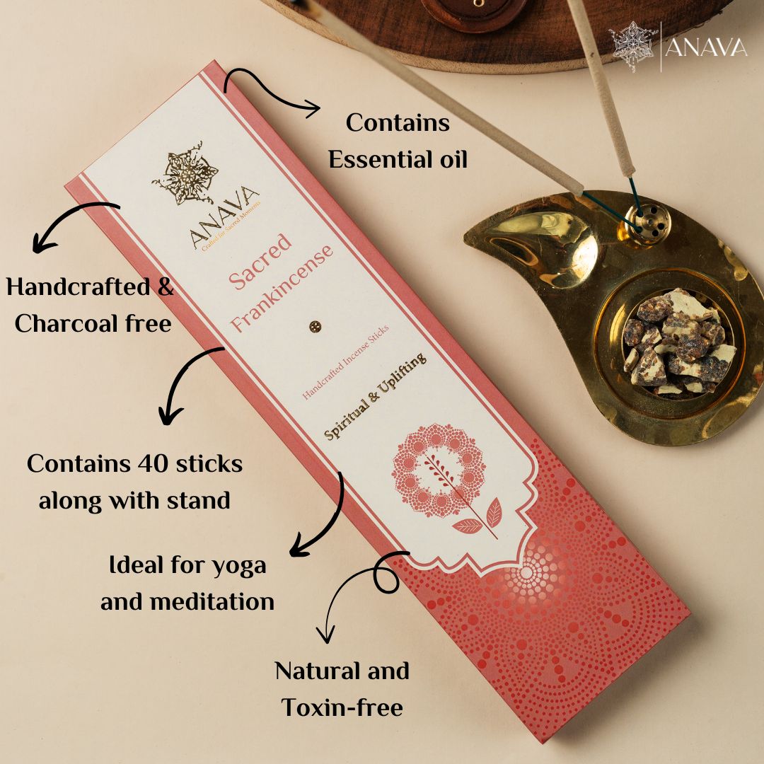 Sacred Frankincense Incense Sticks – Pack of 40 Sticks + 1 Free Stand