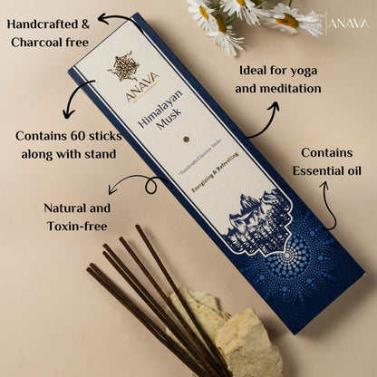 Himalayan Musk Agarbatti Incense Sticks- Single Pack, Pack contains -60 Sticks + 1 Free stand