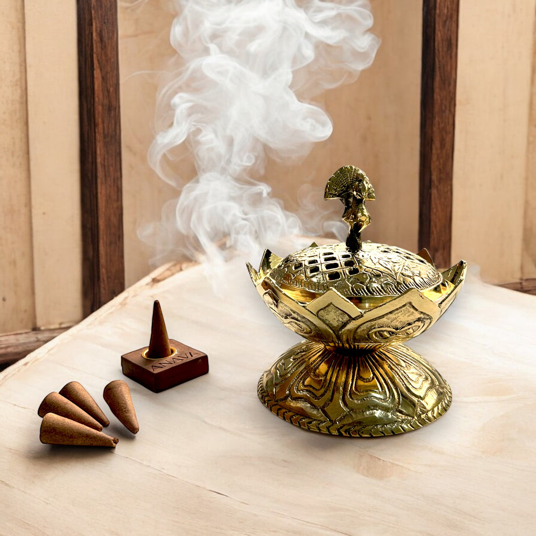 Sacred Lotus Brass Incense Burner - Elegant &amp; Timeless