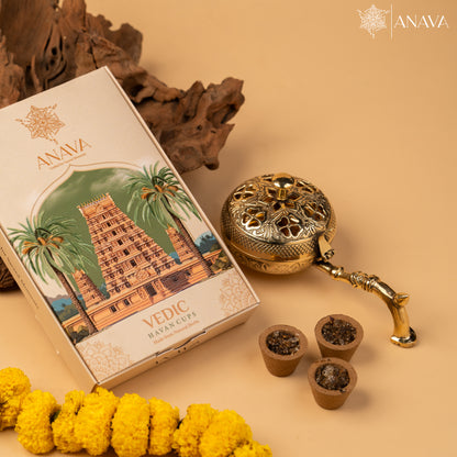 Divine Auras Havan Cups Set-Brass Burner for Aromatic Healing