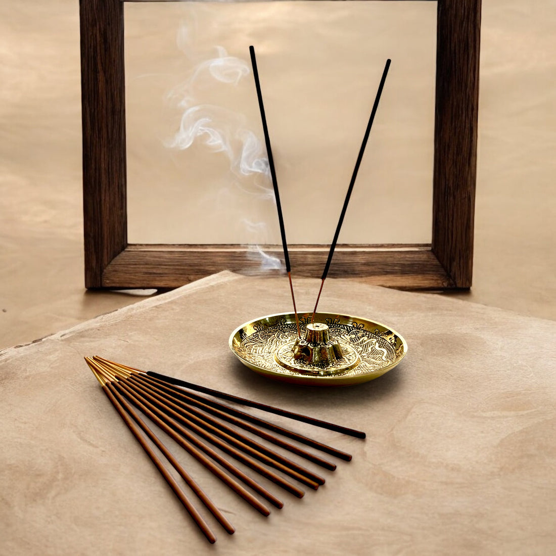 Floral Brass Incense Holder – Perfect for Puja &amp; Meditation