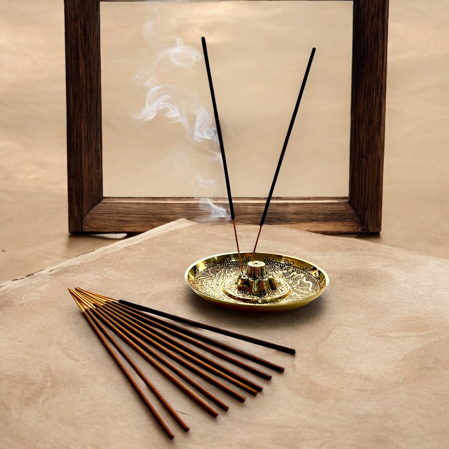 Floral Brass Incense Holder – Perfect for Puja &amp; Meditation
