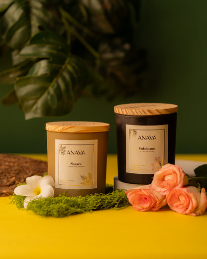 Gulabnama &amp; Nazara Combo – Romantic Rose &amp; Moonlight Jasmine in a Jar- Soy Wax Candle
