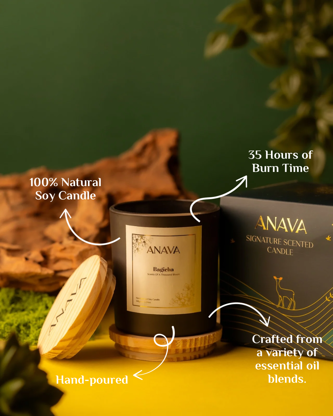 Bahar &amp; Bagicha Duo – Saffron &amp; Sandalwood, Floral Blossoms In a Jar- Soy Wax Candle