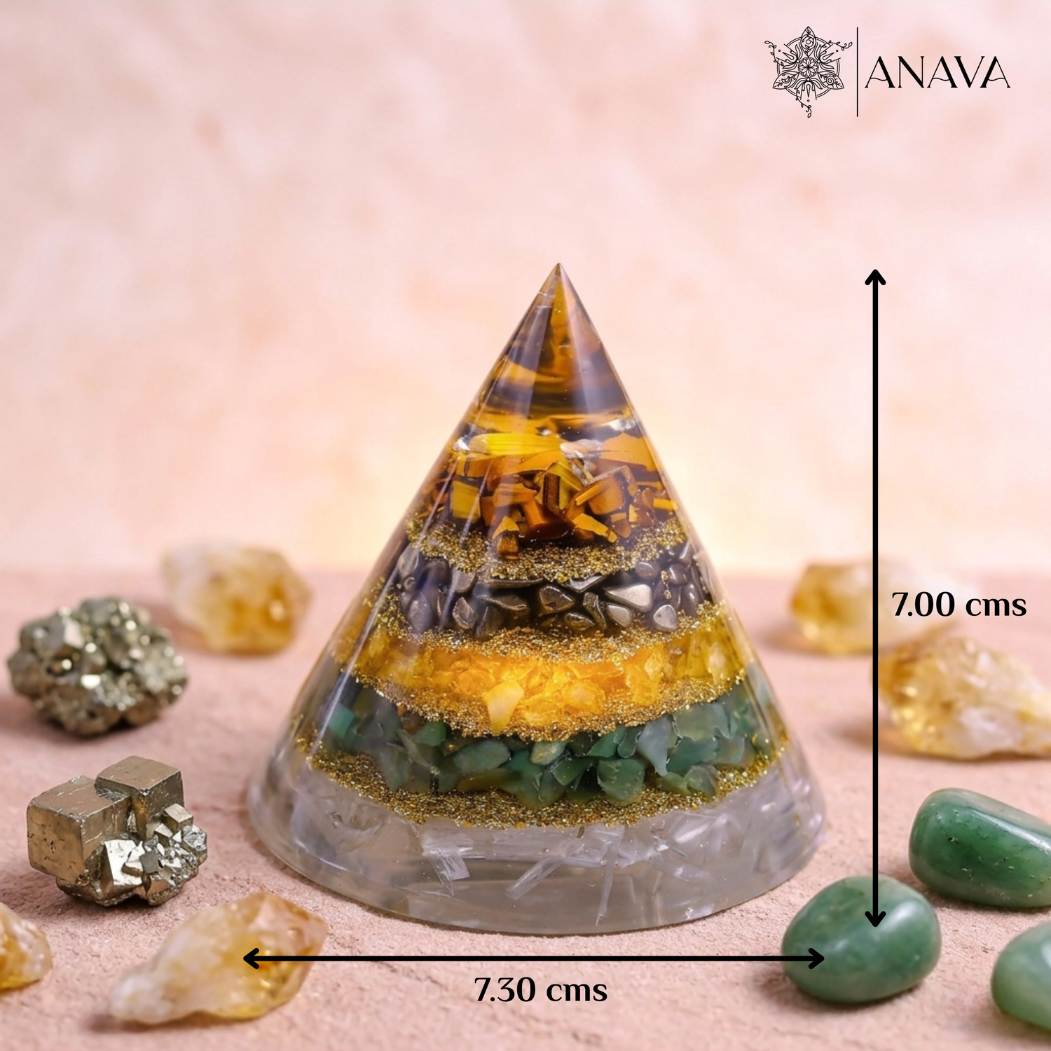 Kanakdhara Dhan Yog  Pyramid With Selenite Base | Money Magnet (Attract Wealth &amp; Prosperity) | 100% Natural and Lab Certified