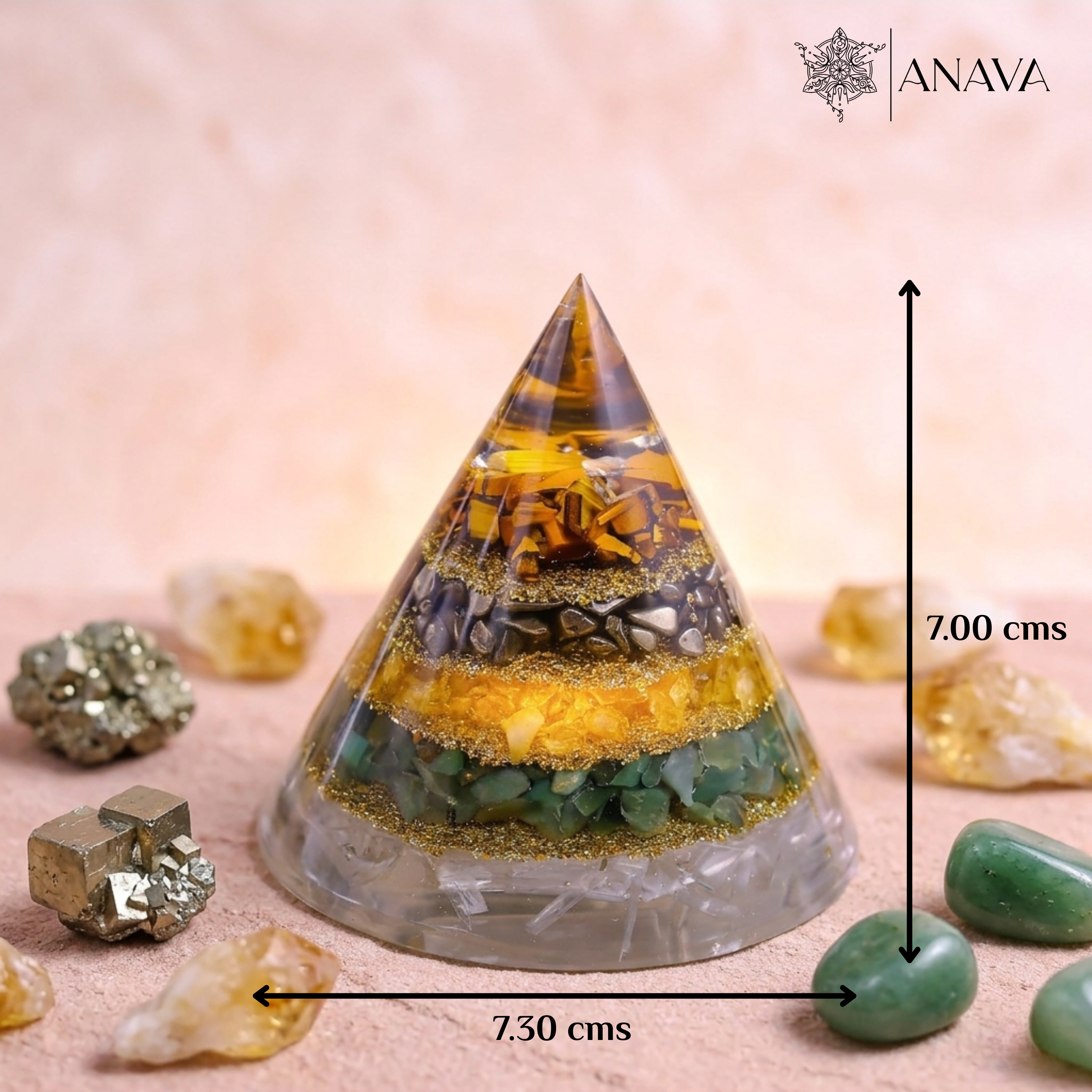 Kanakdhara Dhan Yog  Pyramid With Selenite Base | Money Magnet (Attract Wealth &amp; Prosperity) | 100% Natural and Lab Certified
