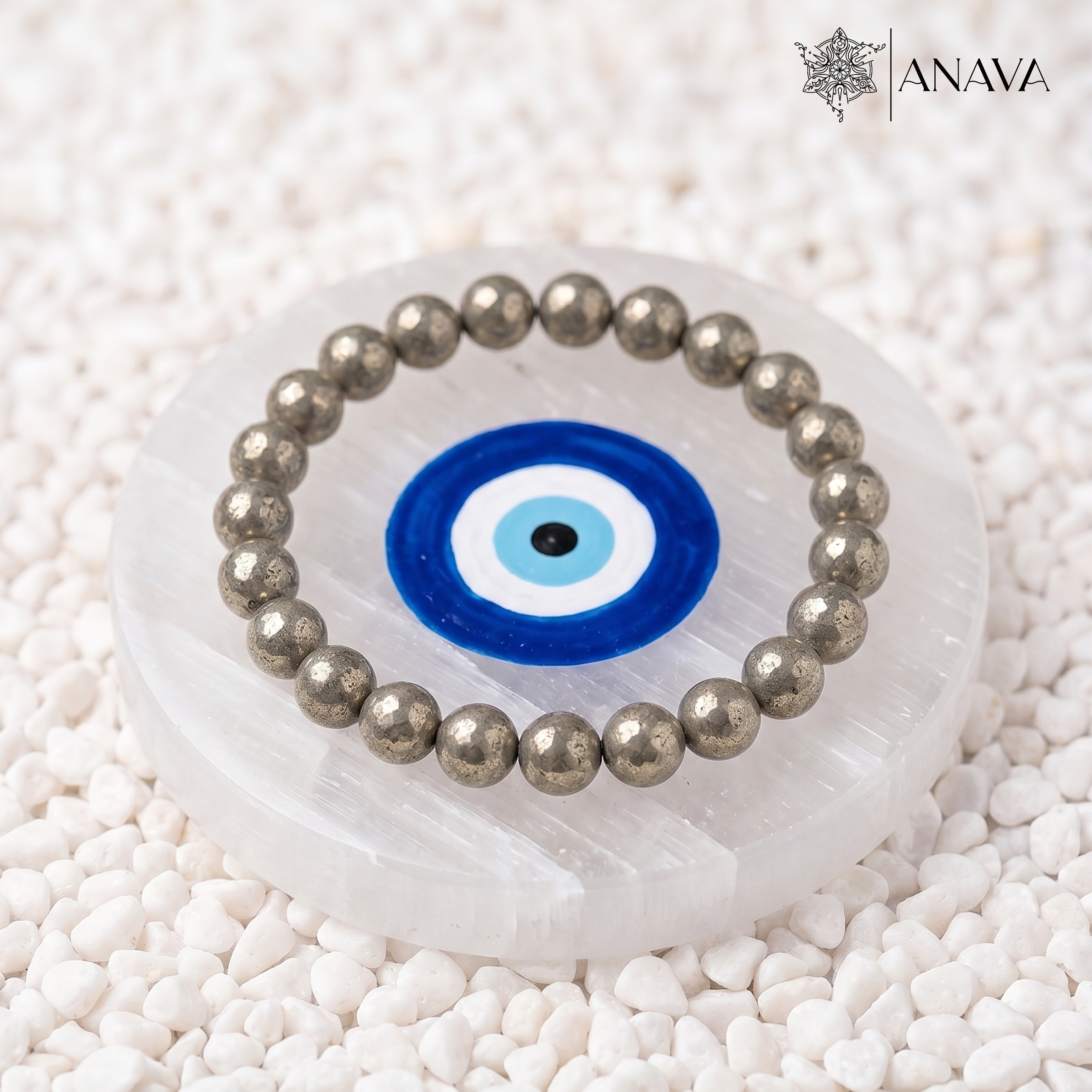 Selenite Evil Eye Charger Plate: Protection &amp; Purification