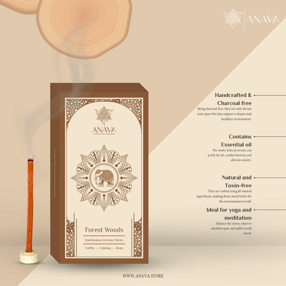 Forest Woods Bambooless Incense Sticks- Pack Contains 40 Dhoop Stick + 1 Free Stand