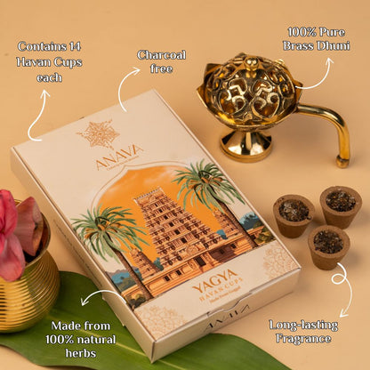 Harmony Havan Cups Set-Lotus Brass Dhuni for Purification &amp; Wellness