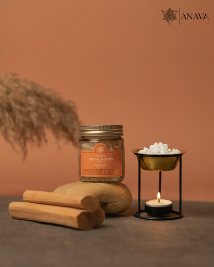 Eternal Diffuser Set- Combo Pack (Aura Rise Brass Diffuser + Rose/Sandalwood/Vanilla Camphor Blend-50gm)