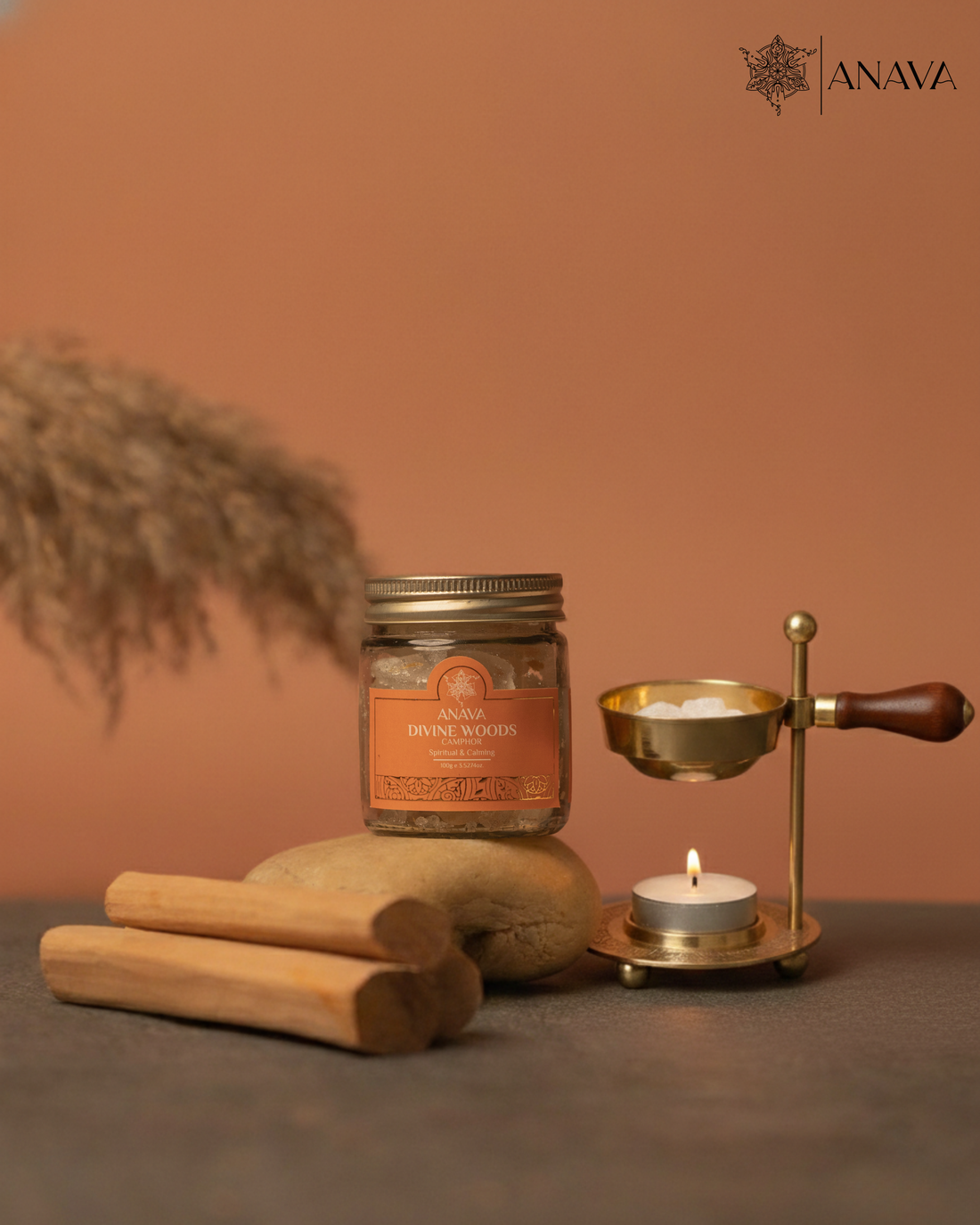 Anchor Diffuser Set- Combo Pack (Zenith Brass Diffuser + Rose/Sandalwood/Vanilla Camphor Blend- 50gm)