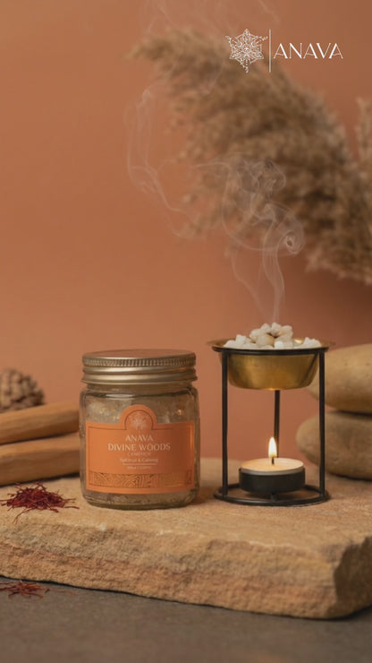 Eternal Diffuser Set- Combo Pack (Aura Rise Brass Diffuser + Rose/Sandalwood/Vanilla Camphor Blend-50gm)