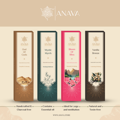 Nirvana Zen Incense Sticks Set – Myrrh, Oud, Rose, Vanilla